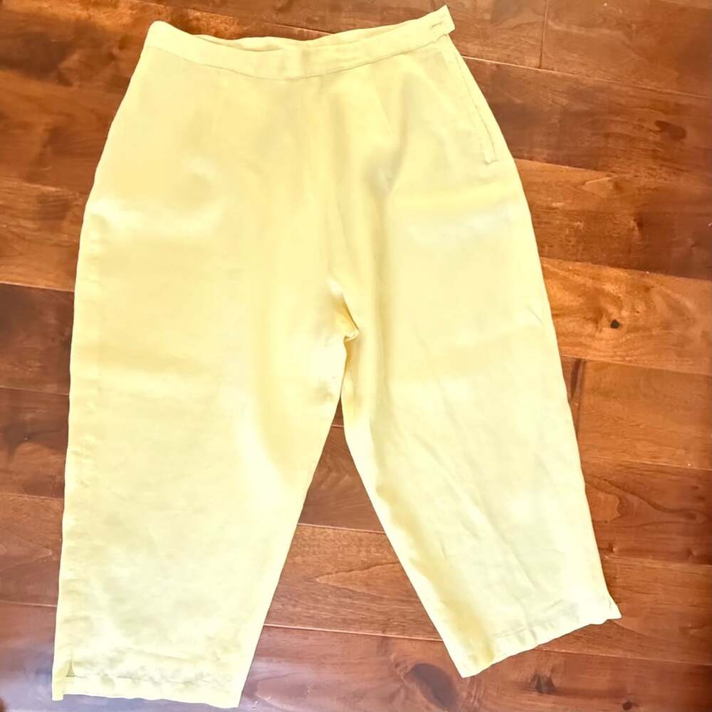 Giorgiana by Naji 100% Linen Capri Pants Size L Yellow
